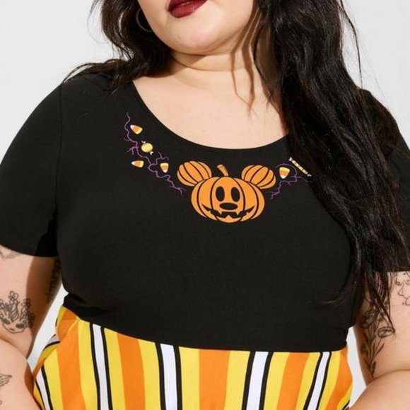 ❤️NWT VINTAGE TORRID FOXY DRESS DISNEY MICKEY MOUSE PUMPKIN CANDY HALLOWEEN 4X - Picture 9 of 12